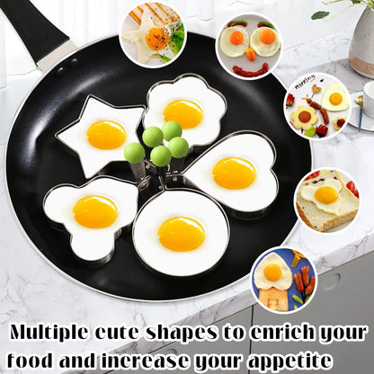 🍳 5-Piece Fun Shape Egg & Pancake Molds | Turn Boring Breakfasts into Kids' Favorites