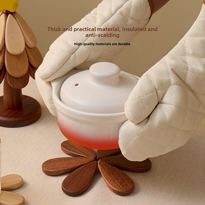 Premium Wooden Christmas Tree Trivet Set | Folding Heat-Resistant Coasters & Festive Table Decor