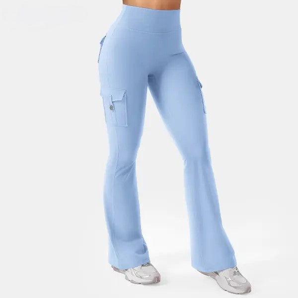 Buy 1, Get the 2nd 50% OFF Hedda High-Waisted Flared Cargo Leggings | Hidden Scrunch Booty Yoga Pants with Pockets