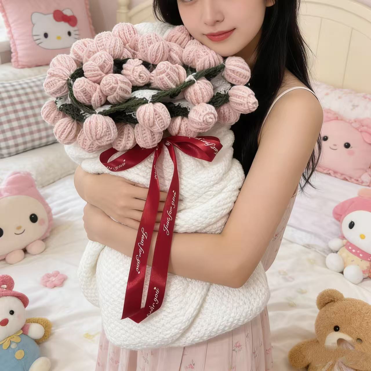 Handcrafted 3D Rose Throw Blanket | Premium Plush Floral Knit for Gifting