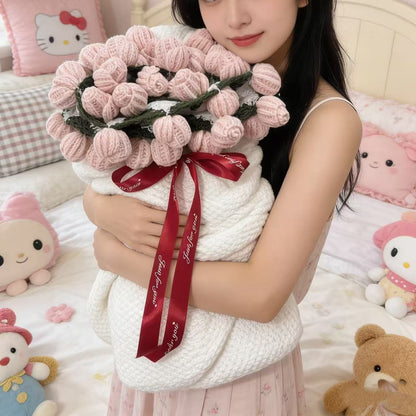 Handcrafted 3D Rose Throw Blanket | Premium Plush Floral Knit for Gifting