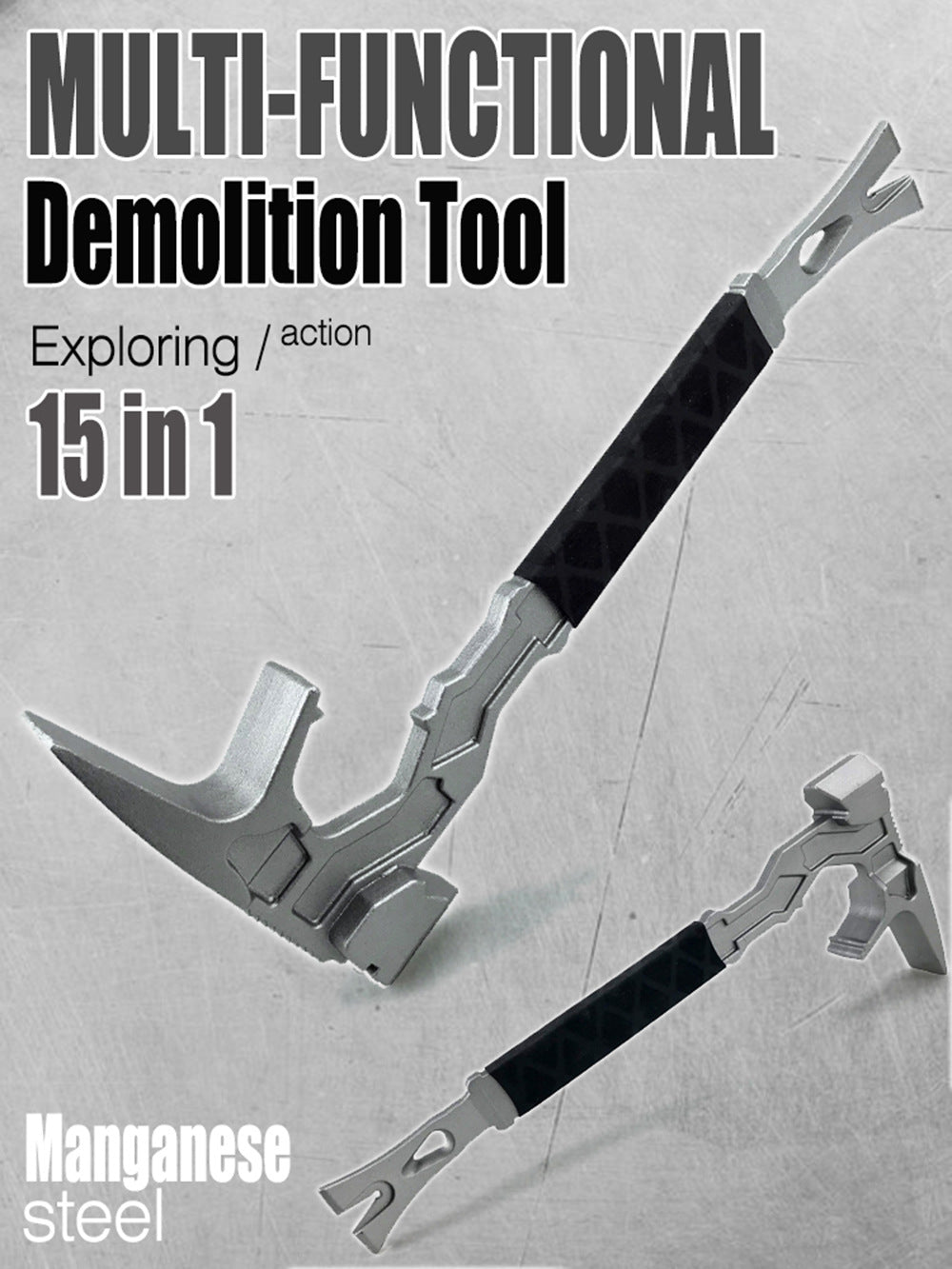 🔨 15-in-1 Heavy Duty Demolition Tool | Forged Steel Pry Bar & Multi-Hammer