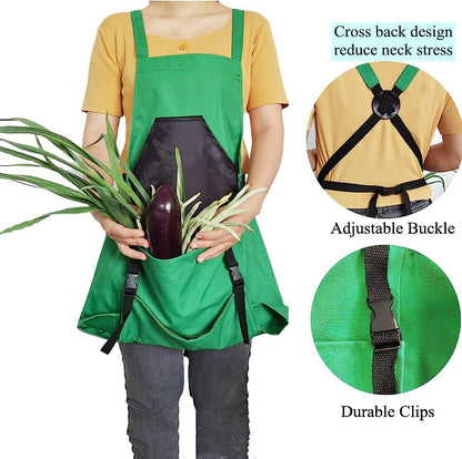 Premium Heavy-Duty Harvesting Apron | Hands-Free Gardening & Foraging Bag with Quick-Release Bottom