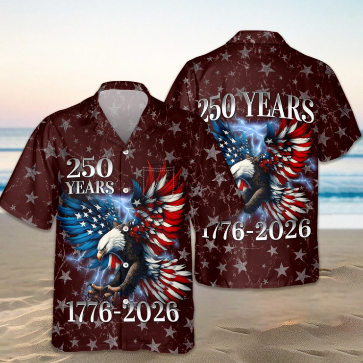 Personalized 250th Anniversary Eagle Patriotic American Hawaiian Shirts