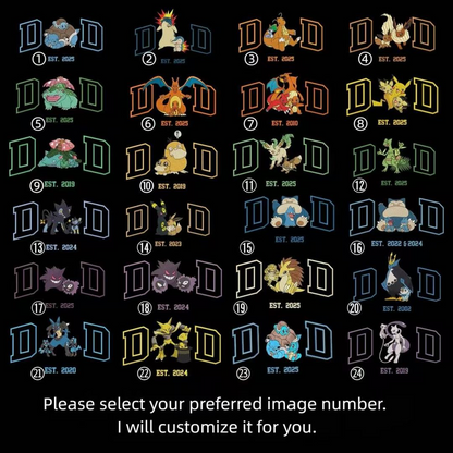 Custom Cartoon PKM DAD Embroidered Shirt