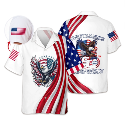 Custom Name American Pride Patriotic 250th Anniversary Eagle Hawaii Shirt