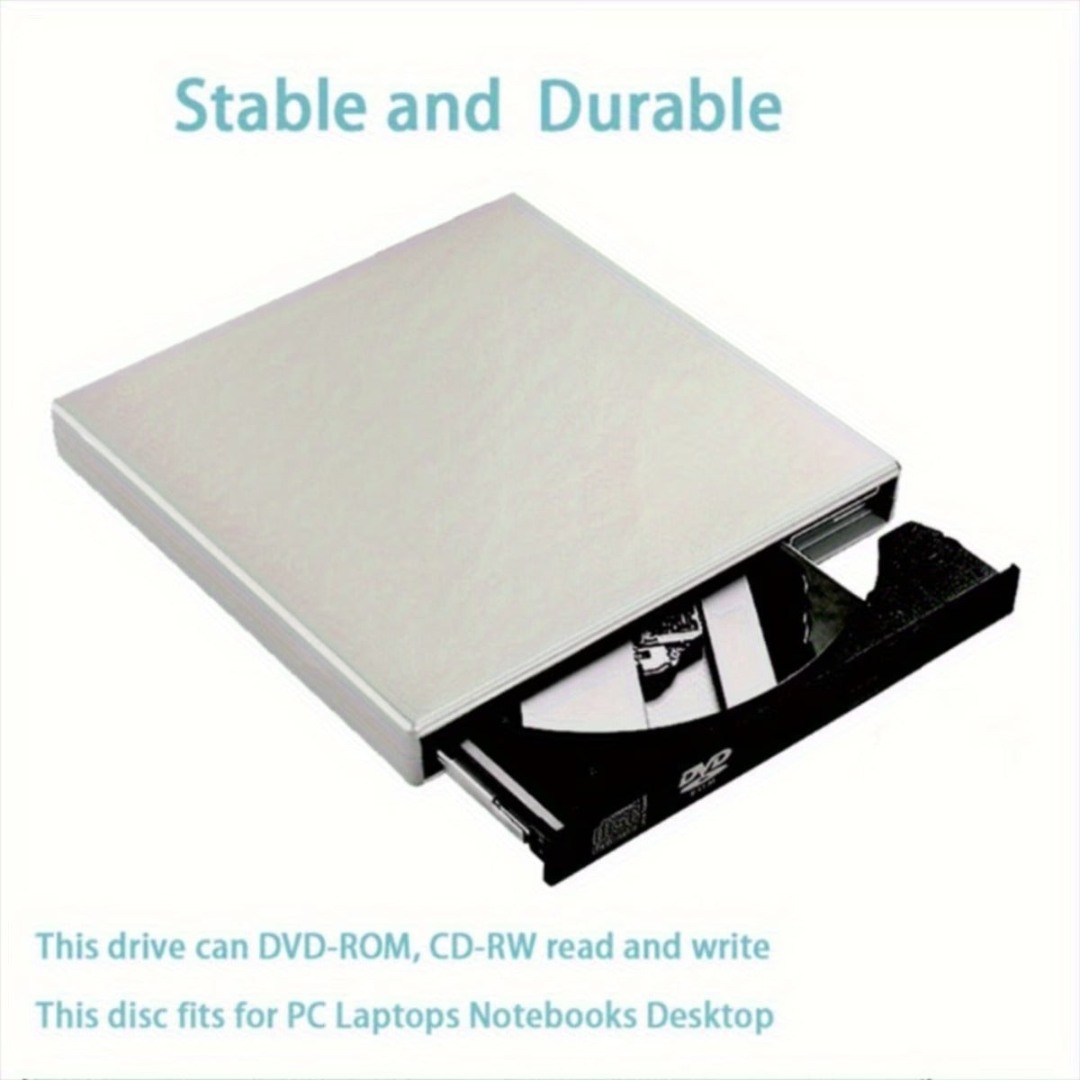 Portable External CD/DVD Drive | USB CD-RW Burner & DVD Reader for Laptop