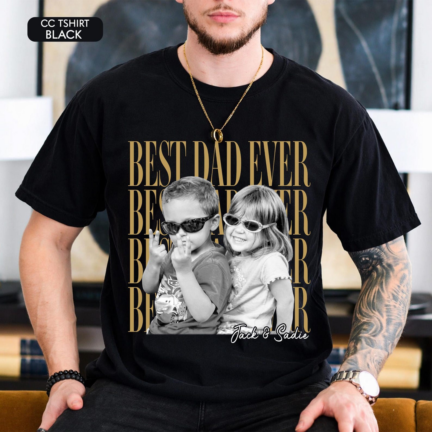 Custom Dad Vintage Photo Shirt: Personalized Fathers Day Shirt With Kids Photo, Funny Dad Shirt, Best Dad Ever Shirt, New Dad Gift