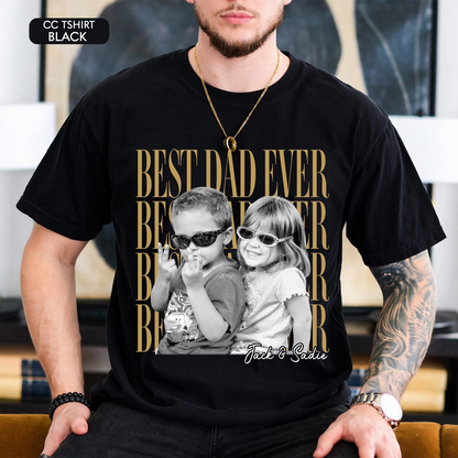 Custom Dad Vintage Photo Shirt: Personalized Fathers Day Shirt With Kids Photo, Funny Dad Shirt, Best Dad Ever Shirt, New Dad Gift