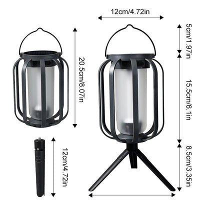 Solar Retro Camping Lantern | Waterproof LED Flame Light with Tripod for Patio & Tent