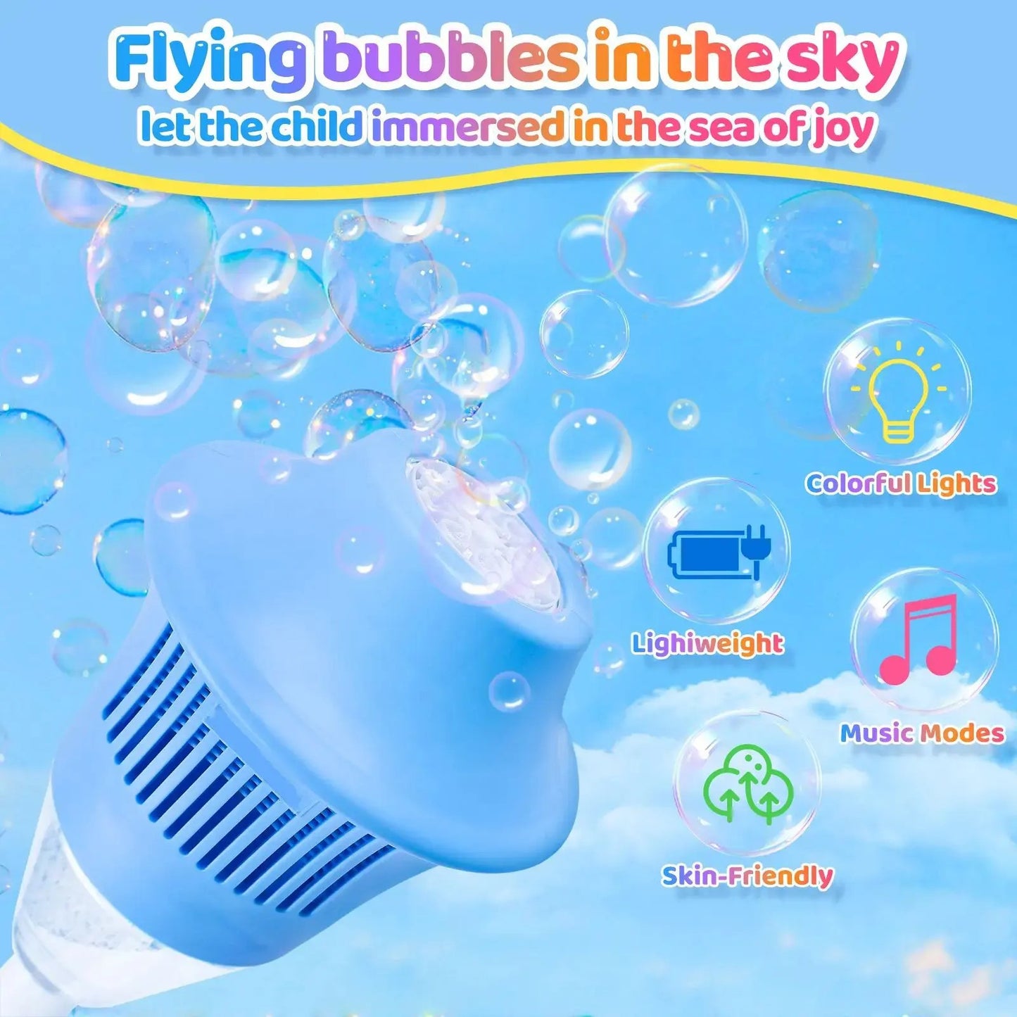 Stand-Up Lamp Post Bubble Blower | 19,000+ Bubbles, Rechargeable, Lights for Yard & Camping