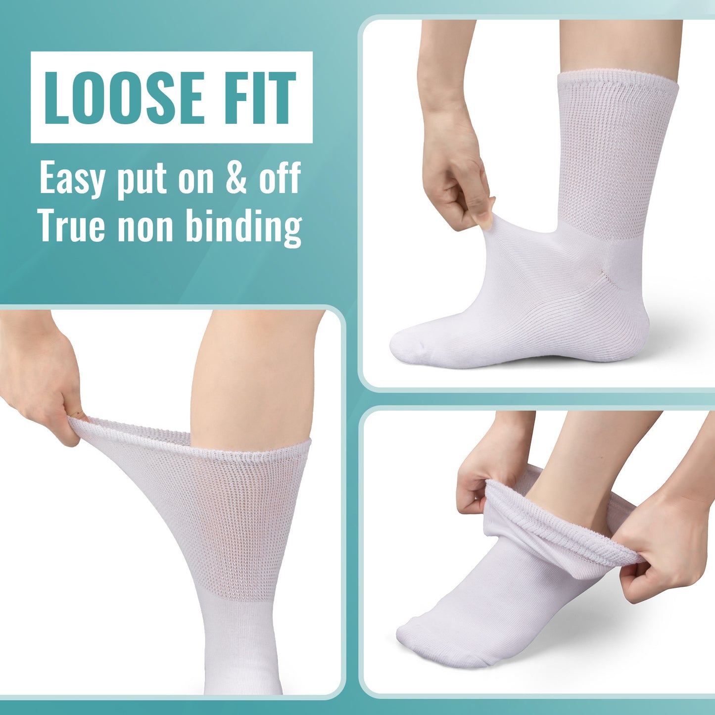 Extra Wide Non-Binding Socks | Premium Cushioned Mid-Calf Socks for Swollen Feet & Wide Calves