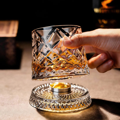 Luxury 360° Spinning Whiskey Glass | Star-Cut Heavy Tumbler for Tasting & Stress Relief