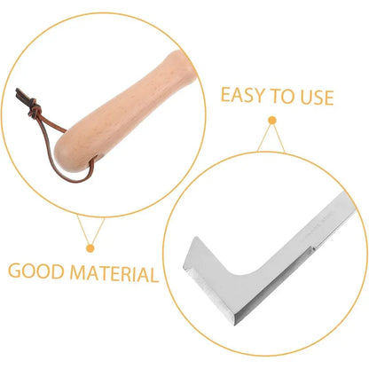 2026 Crack Weeder Tool 12" Stainless Steel Manual Grass Puller with Beech Wood Handle for Sidewalk Driveways Patio Paver Narrow