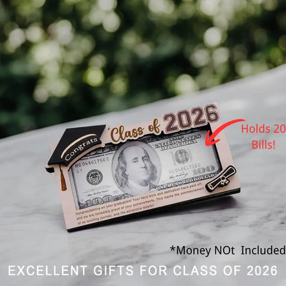 Class of 2026 Graduation Money Holder – Unique Wooden Cash Display & Gift Box