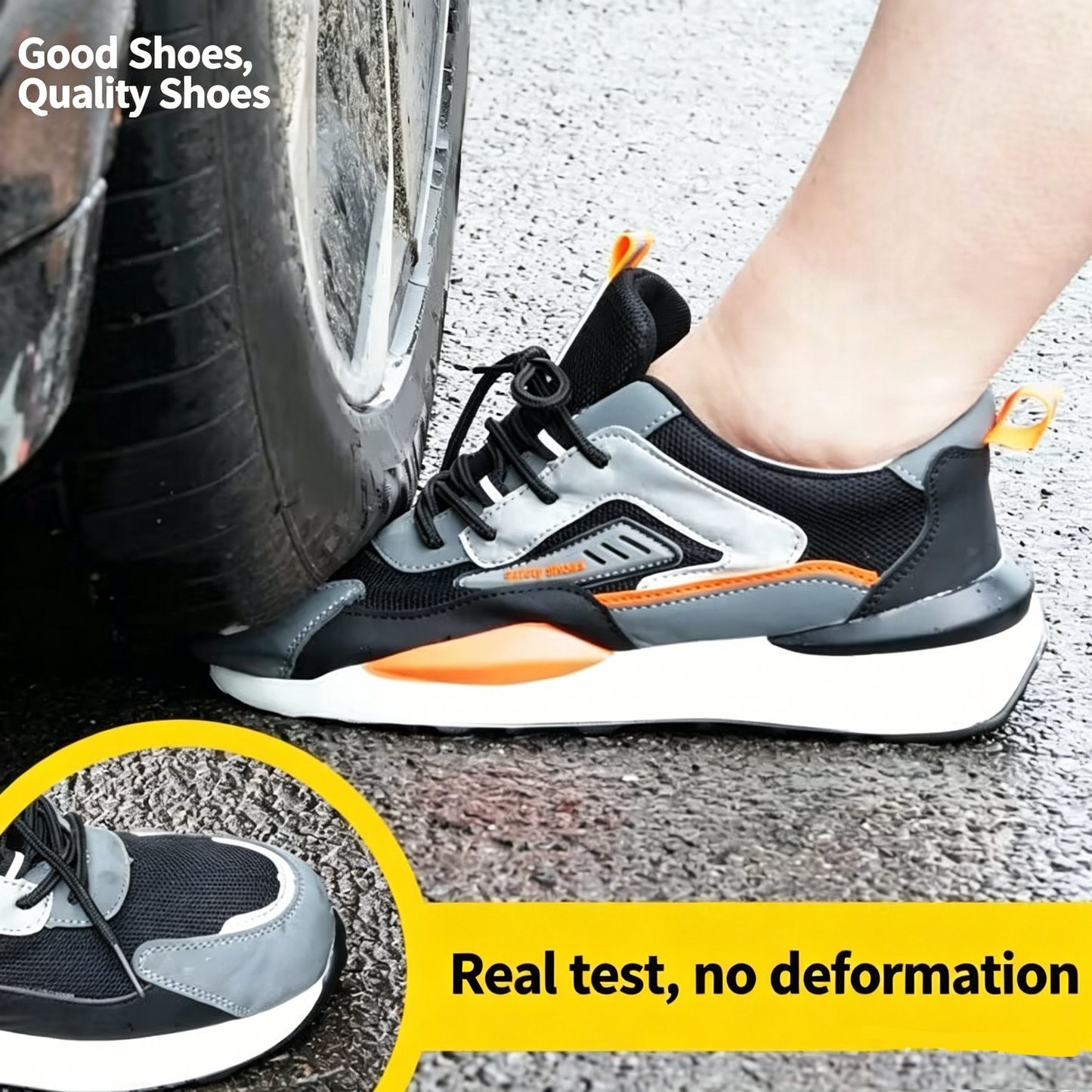 Men's Color-block Lace Up Front Mesh Breathable Safety Shoes, Lightweight Comfortable Anti-slip Work Protective Shoes, Steel Toe Shoes