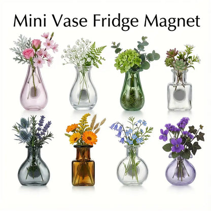 Mini Glass Vase Fridge Magnets Set – Magnetic Bud Vases for Real Flowers & Home Decor