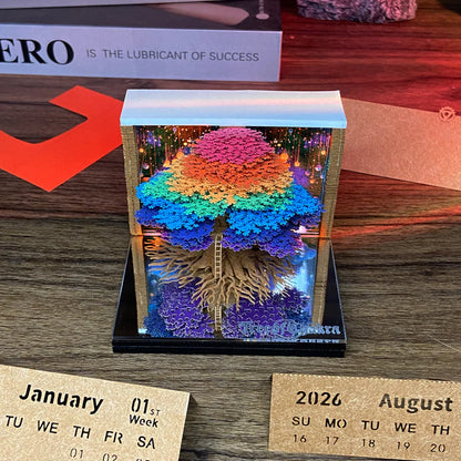 ✨ 2026 3D Chakra Tree Weekly Calendar | Illuminated Tear-Off Memo Pad & Desk Sculpture