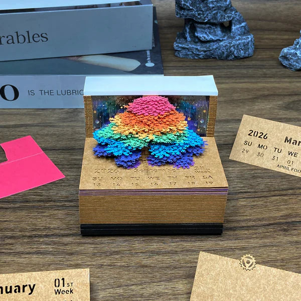 ✨ 2026 3D Chakra Tree Weekly Calendar | Illuminated Tear-Off Memo Pad & Desk Sculpture