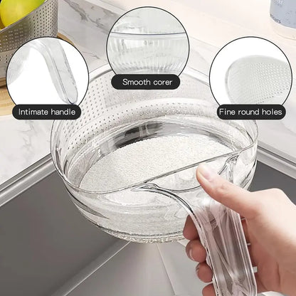 ✨ Crystal Clear Multifunctional Strainer Bowl | Wash Rice, Quinoa & Berries Effortlessly | Everyday Kitchen Essential