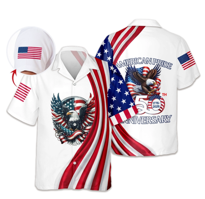 Custom Name American Pride Patriotic 250th Anniversary Eagle Hawaii Shirt