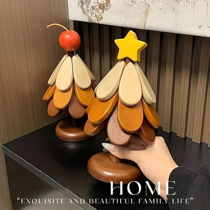 Premium Wooden Christmas Tree Trivet Set | Folding Heat-Resistant Coasters & Festive Table Decor