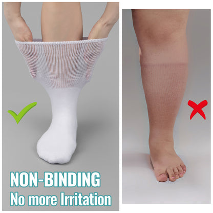 Extra Wide Non-Binding Socks | Premium Cushioned Mid-Calf Socks for Swollen Feet & Wide Calves