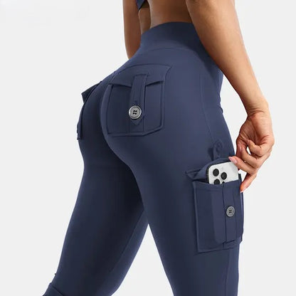 Buy 1, Get the 2nd 50% OFF Hedda High-Waisted Flared Cargo Leggings | Hidden Scrunch Booty Yoga Pants with Pockets