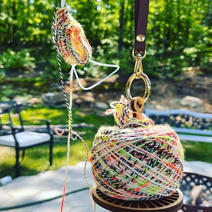 Portable Wooden Yarn Holder with Wrist Strap | Tangle-Free Yarn Spinner & Dispenser for Knitting & Crochet