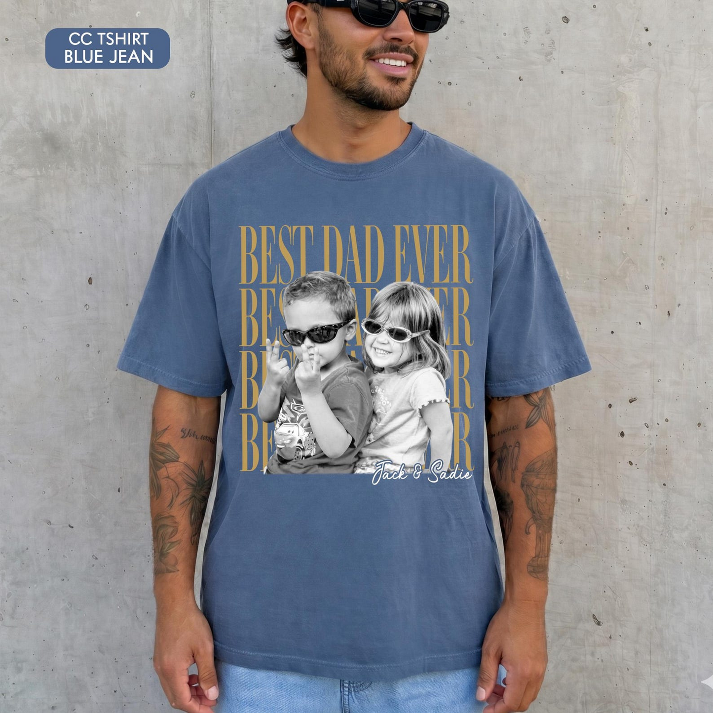 Custom Dad Vintage Photo Shirt: Personalized Fathers Day Shirt With Kids Photo, Funny Dad Shirt, Best Dad Ever Shirt, New Dad Gift