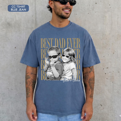 Custom Dad Vintage Photo Shirt: Personalized Fathers Day Shirt With Kids Photo, Funny Dad Shirt, Best Dad Ever Shirt, New Dad Gift