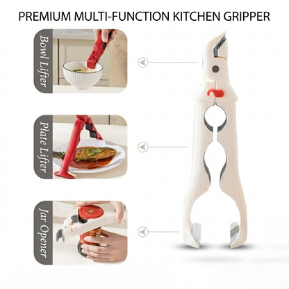 Three-in-one anti-scald and anti-slip kitchen heatproof tray and bowl holder gadget
