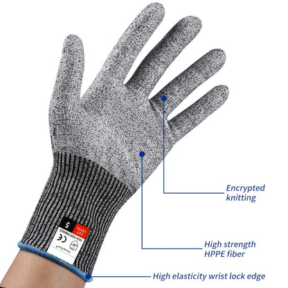 CE Certified EN388 Safety Gloves | Level 5 Cut Resistant & Abrasion Proof HPPE Work Gloves