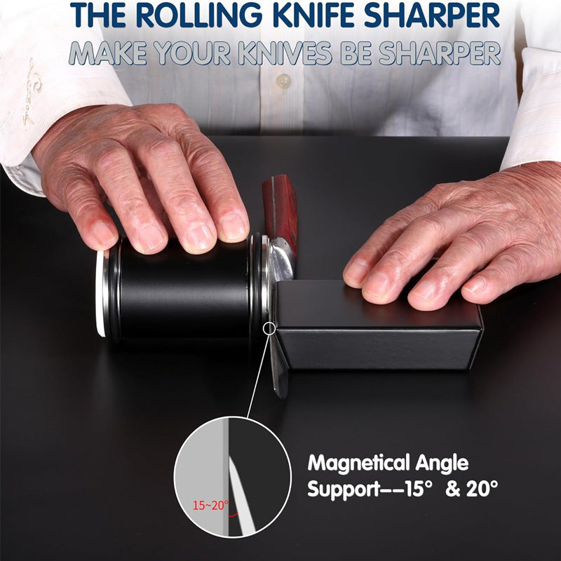 Precision Magnetic Rolling Knife Sharpener | Premium Adjustable Angle Sharpening Kit with Diamond & Tungsten Discs