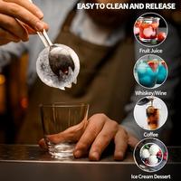 Ice Ball Maker Mold - Set of 3 Reclining Sphere Molds - 2.5 Inch Round Slow Melting Silcone Ice Cube Trays for Whiskey, Cocktails & Bourbon