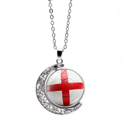 ⚽ 2026 World Cup Soccer Flag Necklace | 360° Spinning Moon Pendant Jewelry for Women