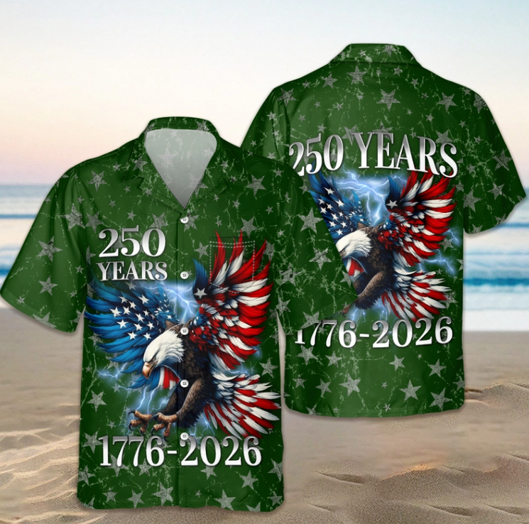 Personalized 250th Anniversary Eagle Patriotic American Hawaiian Shirts