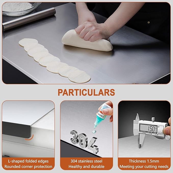 Premium Stainless Steel Cutting Board | Non-Slip, Zero Microplastic Hygienic Chopping Block