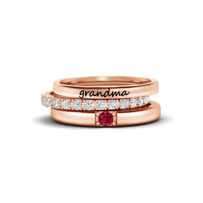 For Grandmother-Custom With Grandkids' Birthstones Stack Ring