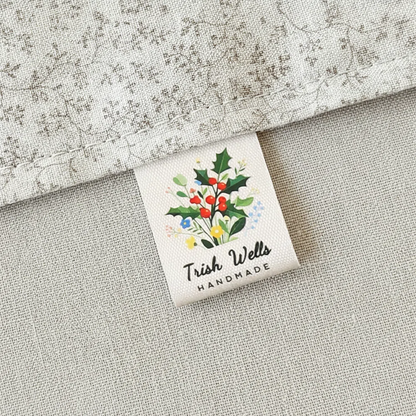 Personalized Watercolor Birth Flower 100% Cotton Sewing Label with Name and Text Birthday Gift for Knitting Lover DIY Craft Lover