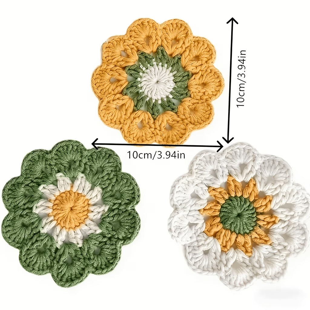 Handmade Crochet Floral Coaster | Cute Ins-Style Knitted Mug Rug & Desk Decor