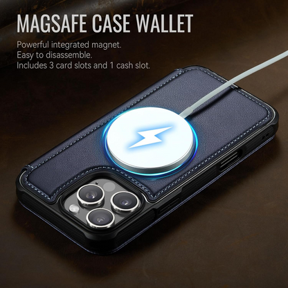 Premium Leather Wallet Folio Case with MagSafe for iPhone 16 Pro Max
