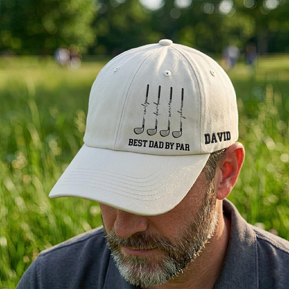 Custom Golf Hat for Dad, Personalized Best Dad By Par Cap, Custom Golfer Gift for Him, Father’s Day Gift