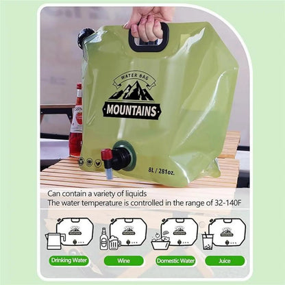 Heavy-Duty Collapsible Water Container with Spigot (2.1 Gallon / 8L) | BPA-Free Foldable Water Jug