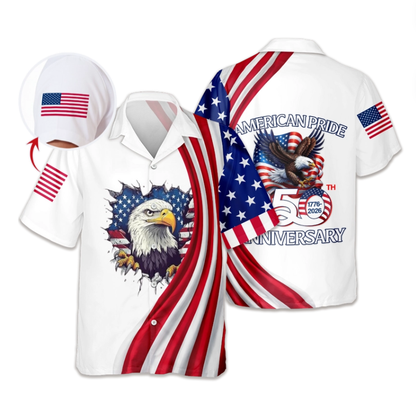 Custom Name American Pride Patriotic 250th Anniversary Eagle Hawaii Shirt