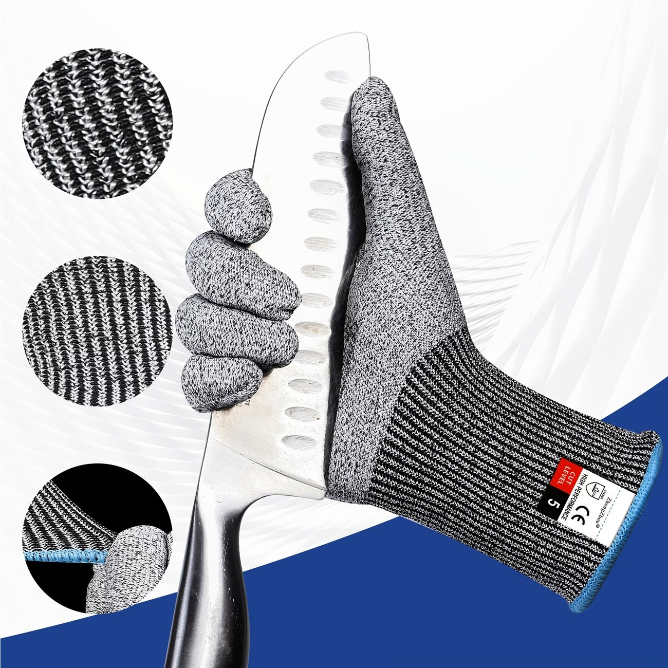CE Certified EN388 Safety Gloves | Level 5 Cut Resistant & Abrasion Proof HPPE Work Gloves