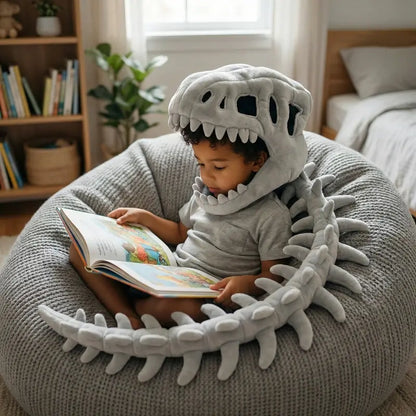 🦖 Funny Wearable Dinosaur Skeleton Plush | 3D T-Rex Fossil Hat & Tail Cozy Costume