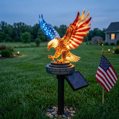 Personalized Solar Eagle Garden Light - A Glowing Tribute to American Freedom
