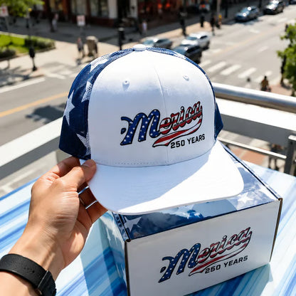 US ’Merica 250 Years Embroidered Mesh Back Trucker Hat
