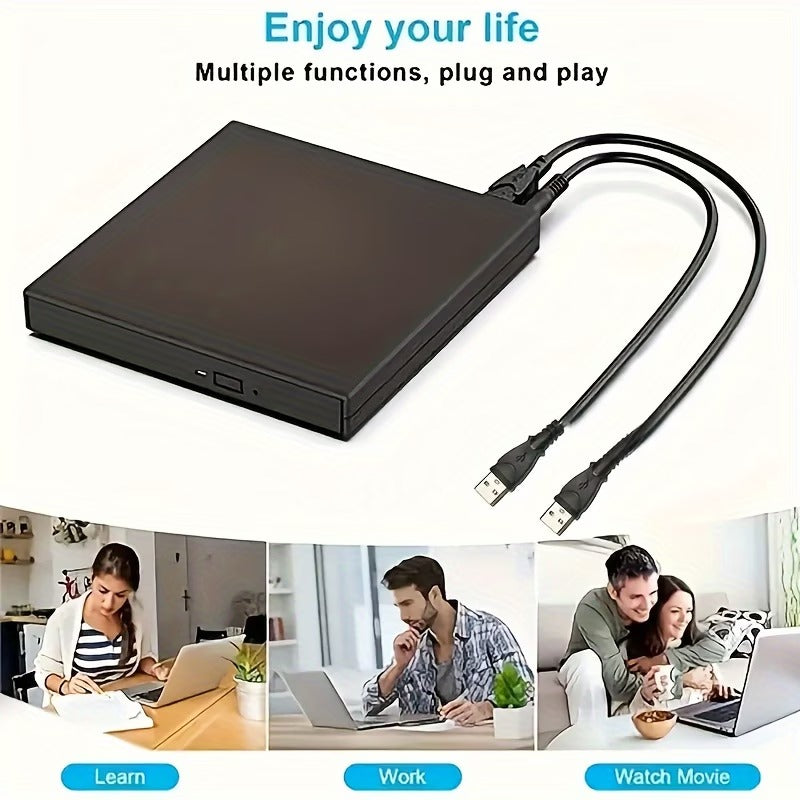 Portable External CD/DVD Drive | USB CD-RW Burner & DVD Reader for Laptop